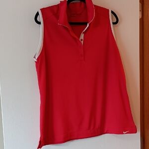 Nike Golf Dri Fit Women's Red and White Sleeveless Tank Top